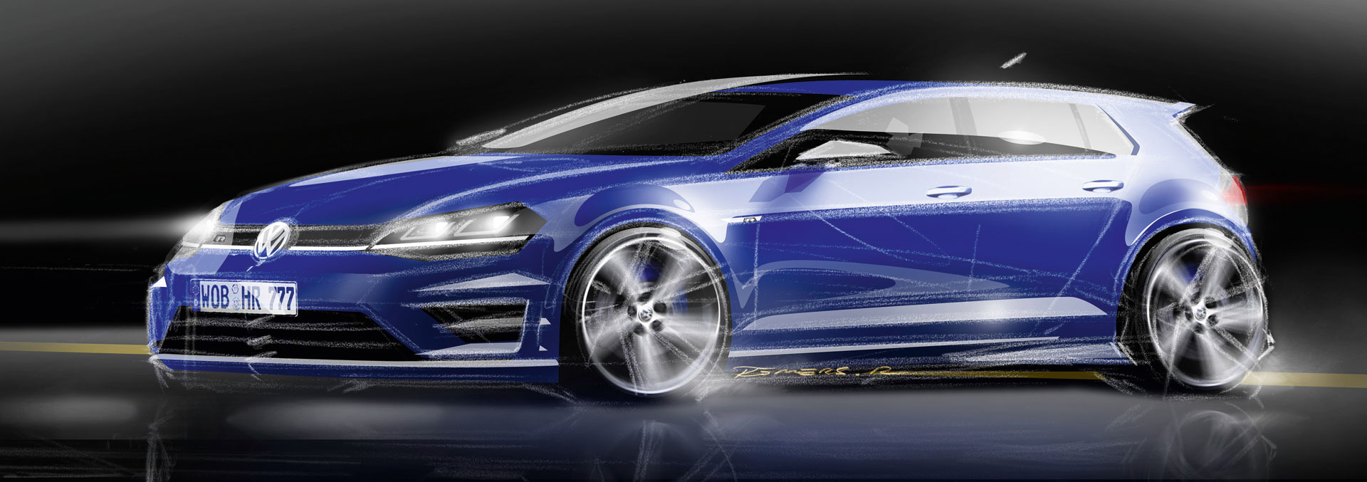 Golf R Draw Volkswagen Golf R - Design Sketch - Car Body Design